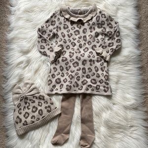 Leopard Sweater Dress with Matching Hat